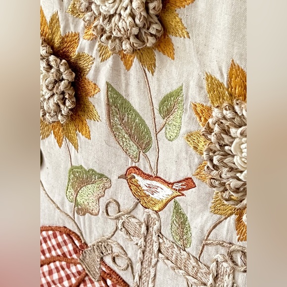 RACHEL ASHWELL The Prairie Table Runner Pumpkins Embroidered Birds Flowers - Picture 3 of 11